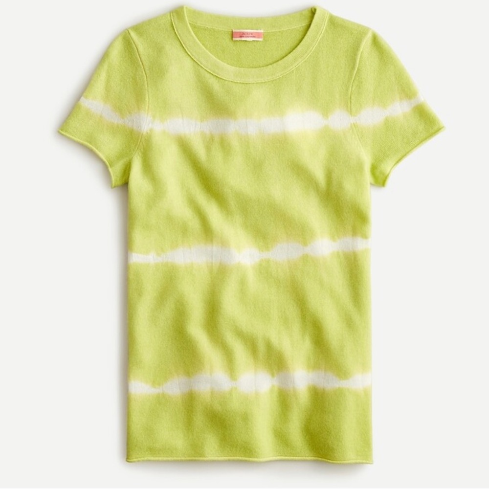 J Crew Tie Dye Cashmere tee in Pale Kiwi snow